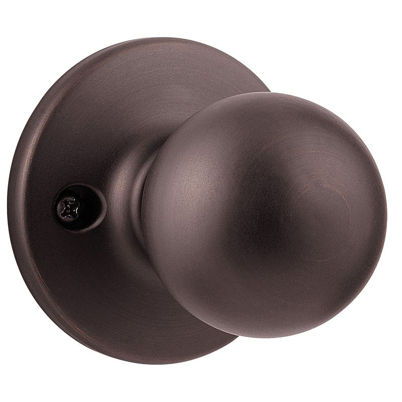Kwikset Polo Dummy Door Knob  Single Sided Handle for Closets  French Double Doors  and Pantry  Venetian Bronze Non-Turning Interior Push/Pull Door Knob